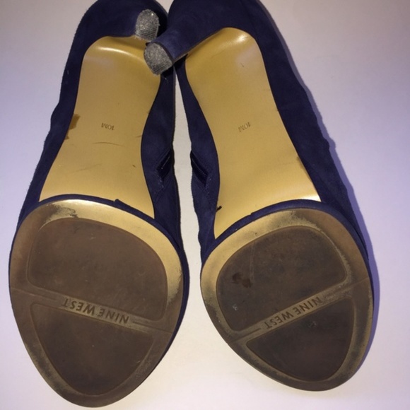 Nine West Navy Suede Peep-Toe Booties 10 - Picture 5 of 5